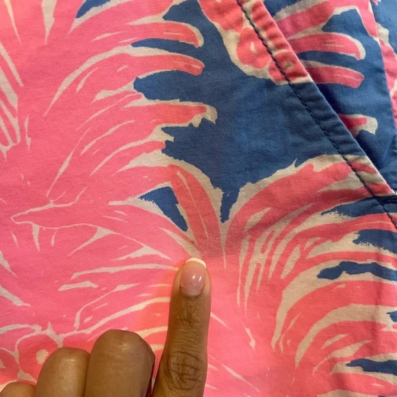 Lilly Pulitzer Pink and Blue Buttercup Tropical Pineapple Print Shorts - Picture 9 of 11